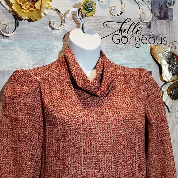 Vintage Panther Cowl Neck Statement Sleeve Silky Blouse, Sz 15/16 Beautiful! - Picture 1 of 9